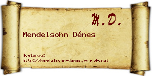 Mendelsohn Dénes névjegykártya